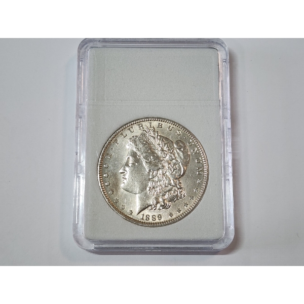 1889 90% Silver Morgan Dollar in Protective Slab Holder