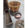 Image 4 : Vintage Collectables Including 2 Heavy Metal Wedges, Wood Basket, Cabbage Slicing Board & More