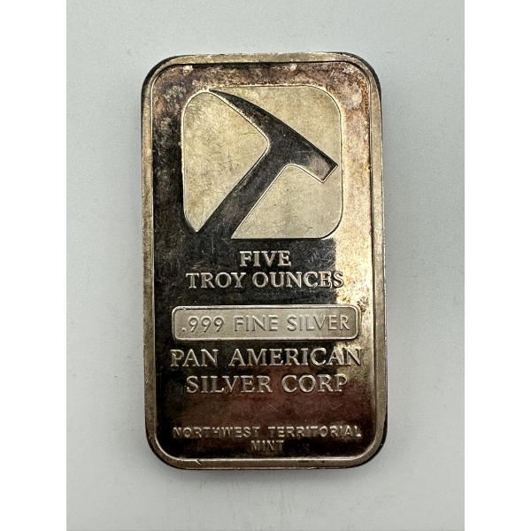 NWTM Mint Pan American Silver Corp. 5 Toz .999 Silver Bar
