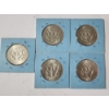 Image 5 : x5 Assorted Years 40% Silver Kennedy Half Dollars FV: $2.50