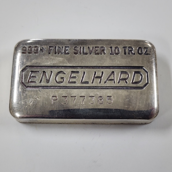 10 Troy Oz .999 Fine Silver ENGELHARD Bar ~ MINT!