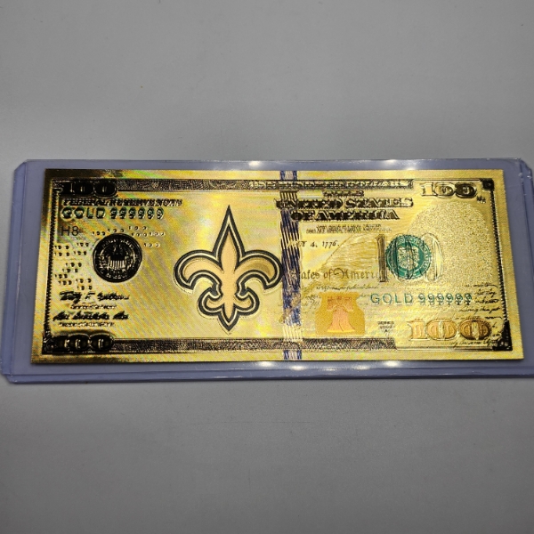 New Orleans Saints Novelty $100 24K 999999 Gold Foil Note