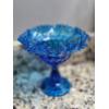 Image 1 : PICKUP IN NORTHFIELD - Fenton Crystal Blue Ruffled compote 7.5" Tall - Perfect Condition  See Pics 
