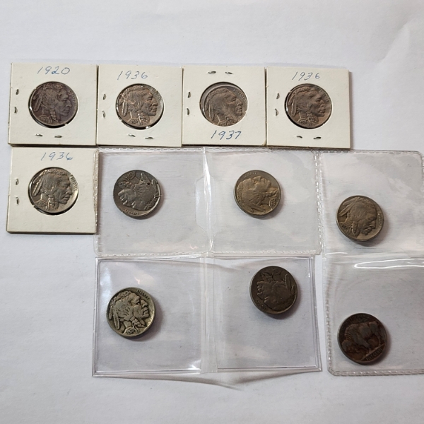 11 Assorted Years United States Buffalo Nickels FV: $0.55