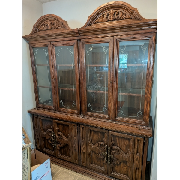 Magnificent Large Mid Century Display Hutch With Glass Doors Measuring Approx. 83"x68"