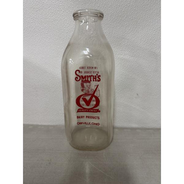 Vintage Smith's Dairy Orrville, Ohio Glass Milk Bottle - 9" Tall - Mint Condition