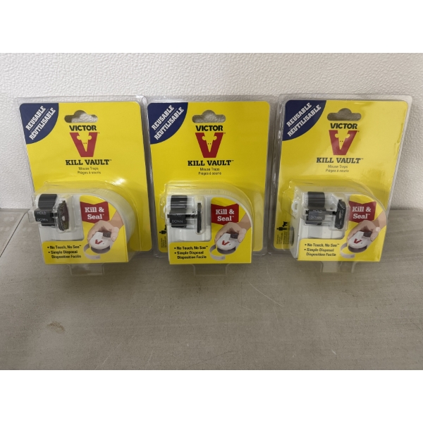 3 - Brand New Victor Kill Vault Mouse Traps - Reusable - Work Great!