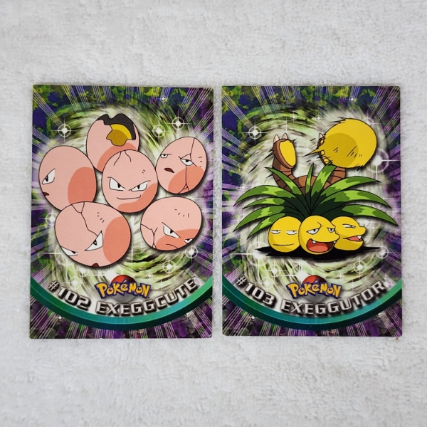 Two Vintage Topps Pokemon Trading Cards ~ Exeggcute #102 & Exeggutor #103