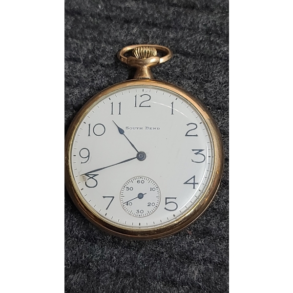 Size 12 South Bend Open Face Gold Filled Pocket Watch 55.8 Grams