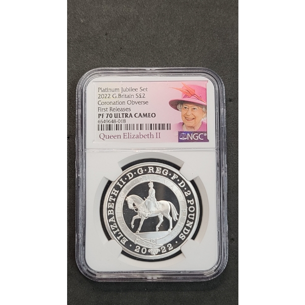 2022 NGC Platinum Jubilee Set Coronation Obverse PF 70 Ultra Cameo Canadian £2 1 oz 999 Silver Coin