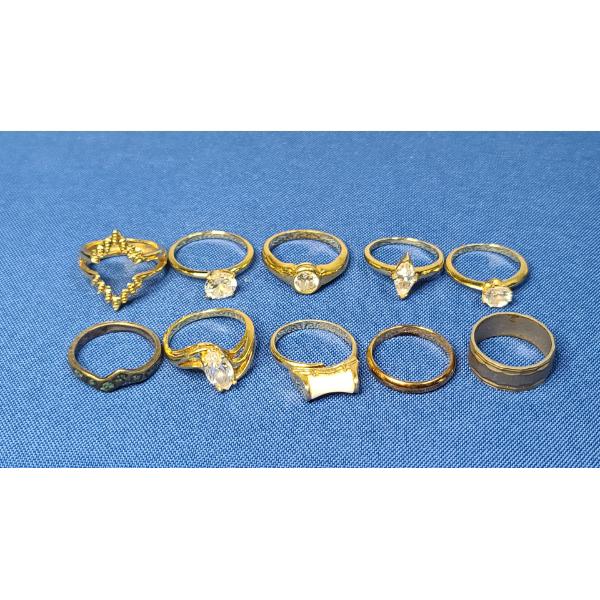Assorted Gold COLORED Fashion Rings - See Photos For Sizing