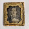Image 1 : Antique Mid-19th Century Civil War Era Portrait of a Young Man in Ornate Stamped Brass Mat Frame
