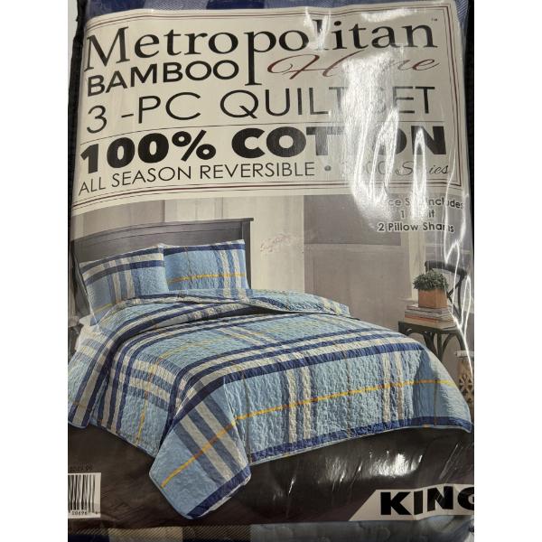 Metropolitan Bamboo 3 Piece King Size Quilt Set - Brand New In The Package - Never Opened!
