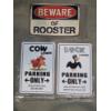 Image 1 : Three Brand New 12''x8'' Tin Decorative Beware Of Rooster, And Duck & Cow No Parking Signs 