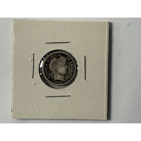 1916 90% Silver U.S. Barber Dime
