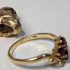 Image 5 : Two 10K Yellow Gold Ring, One w/ Ruby Gemstones & One Distorted Ring - TW: 8.1g 