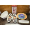 Image 1 : 6 Assoerted Serving Dishes incl Santa Tray, 14" Colorful Chip/Dip Tray and More