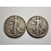 Image 1 : Two Walking Liberty 90% Silver Half Dollars ~ 1937 & 1944 ~ $1.00 Face Value
