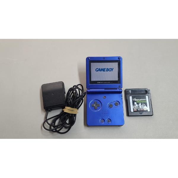 Blue Game Boy Advance SP & Nintendo Game Boy WrestleMania 2000 Game & Charging Cord *Tested, Works*