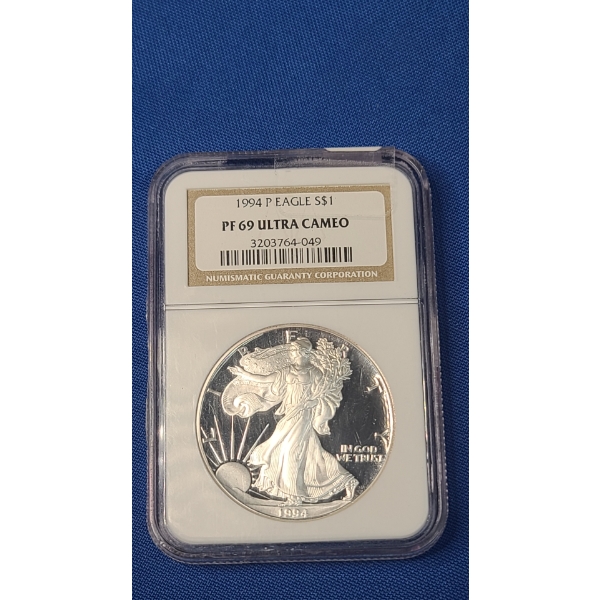1994-P Numismatic Guaranty Corporation PF 69 Ultra Cameo 1 oz Silver American Eagle