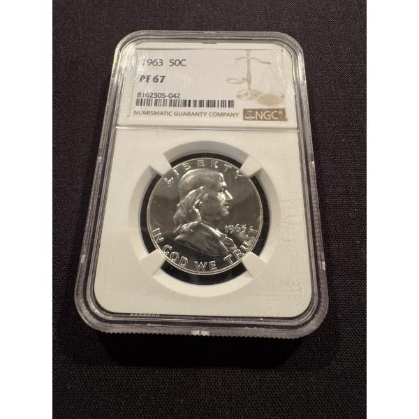 1963 United States Ben Franklin 50 Cent Silver Coin - Proof 67 - Incredible Coin
