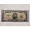 Image 1 : 1953 United States Lincoln $5.00 Red Seal Silver Certificate Bill - Great Note In Holder