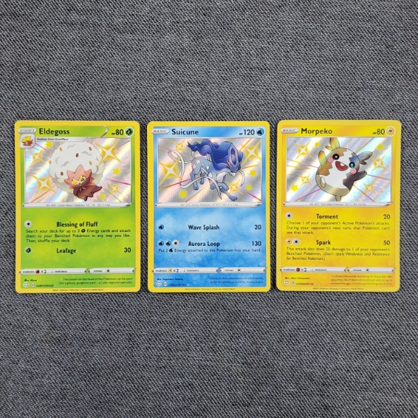 Three Holo Rare Shiny Pokemon Trading Cards