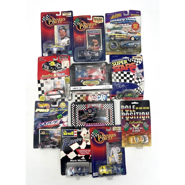 Lot of 10 Diecast Race Cars and Nascar 50th Anniversary Set Of Playing Cards