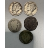 Image 2 : Lot of 90% Silver, Assorted Year, Dimes and Quarters, including 1 Canadian Dime, FV $3.95