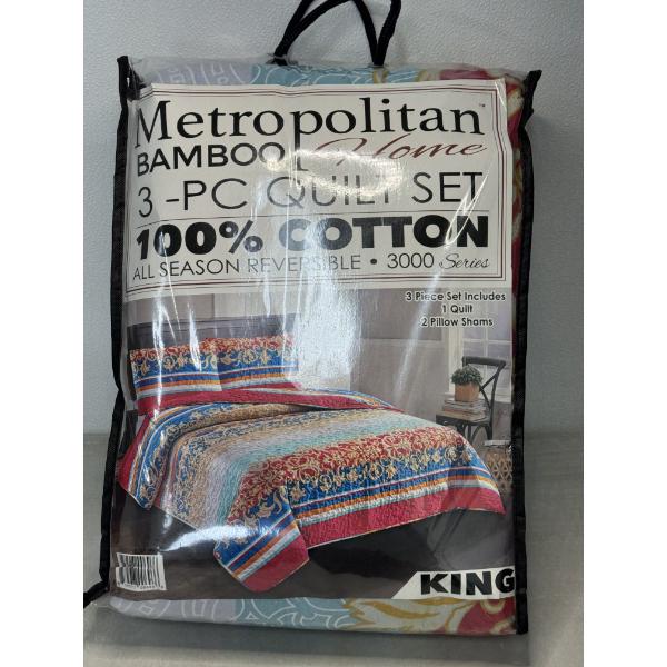 Metropolitan Bamboo 3 Piece King Quilt Set - Brand New In The Package