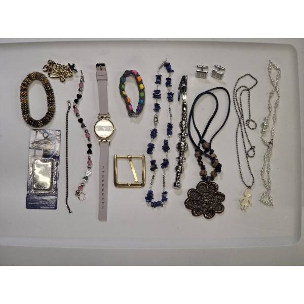 Costume Group Including "D" Cuff Links, Watch, Bracelets & More