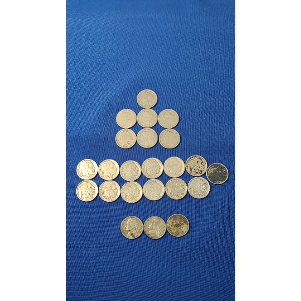 Assorted Years War Time Nickels, V Nickels & Buffalo Nickels - $1.15