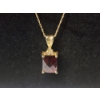 Image 2 : 14K Yellow Gold Necklace with Large Emerald Cut Garnet Pendant - TW: 3.5g