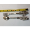 Image 9 : Antique Silver Filigree Fork and Spoon Set - Marked "800" - 80% Silver TW: 53.2g