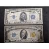 Image 1 : U.S. Silver Certificates - 1934A $10 Yellow Seal  & 1934D $5 Blue Seal  - Hard To Find Vintage Notes