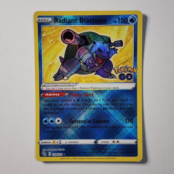 Radiant Blastoise 018/078 Holo Rare Pokemon Trading Card in Near Mint Condition 