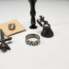 Image 4 : Sterling Silver Items: Pins, Floral Ring, Spoon Stamp, Thimble/Bell - Total Weight: 29.9g