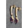 Image 4 : (2) 10K Gold Earrings Sets -With Purple & White Stones- Total Weight: 0.9g
