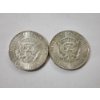 Image 2 : Two 1964 Kennedy Half Dollars - 90% Silver U.S. Coins - FV: $1.00
