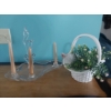 Image 1 : 2 Pc Lot - Triple Candle Holder & Floral Basket As shown