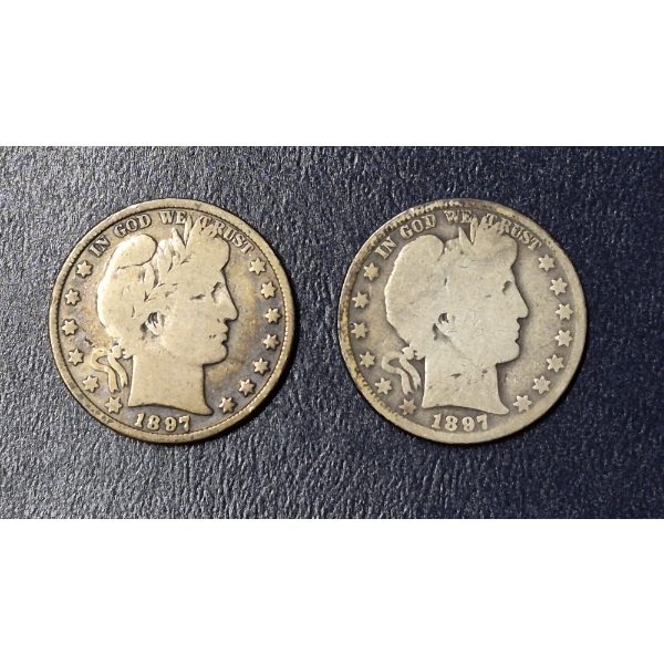 2 Pc Set 1897 & 1897 O Barber Halves  (Liberty Head 50c) 90% Silver