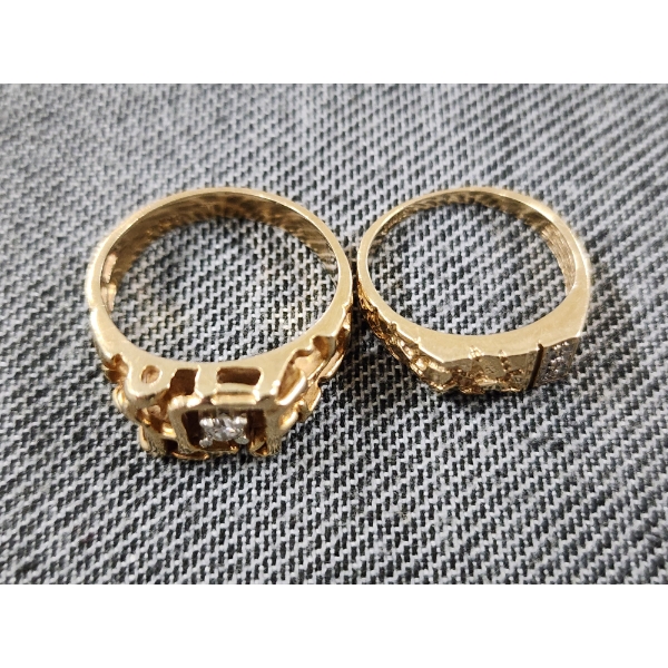 (2) Nice 10K Gold Nugget Rings - Size 8 And 9 - Total Weight: 8.8 Grams