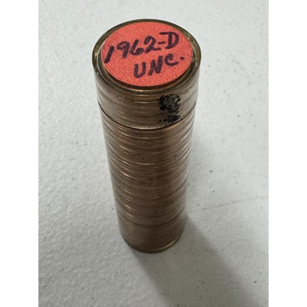 1962-D United States Uncirculated Roll Of Lincoln Cents - Incredible Roll Of Pennies - Mint