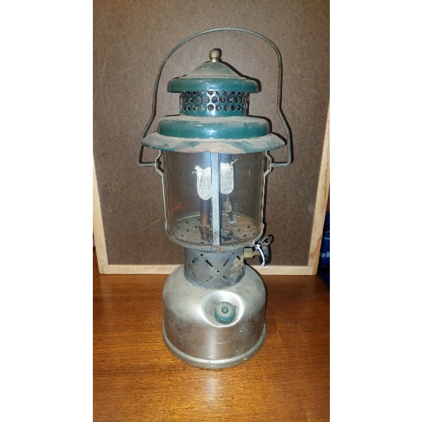 Vintage 1949 Colman Twin Burner Camp Lantern -  Exc Condition  15" Tall - See Pics