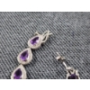 Image 3 : Nice Sterling Silver Jewelry Set Ft. Earrings & Bracelet with Lovely Purple Stones - Weighs 13.7 G