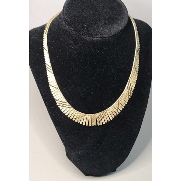 14K Yellow Gold 16.5" Cleopatra-style Statement Collar Necklace - Weight: 30.5g