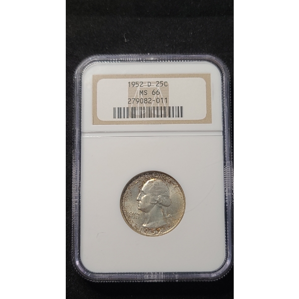NGC 1952-D MS 66 90% Silver Washington Quarter 