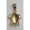 Image 2 : 14K Yellow Gold Sea Turtle (Honu) Diamond-cut Textured Pendant - Weight: 2.5g