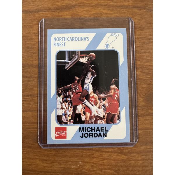 1989 Michael Jordan Coca-Cola College Basketball Card in Protective Holder - Mint