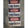 Image 1 : Three Brand New 14''x10'' Tin Decorative Signs Beware Of Chipmunk, Tortoise & Flying Squirrel Design